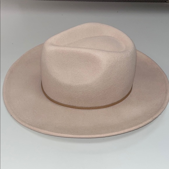 Elegant Pale Pink / Cream Fedora Hat ladies one size 100% wool - preowned - Picture 1 of 9
